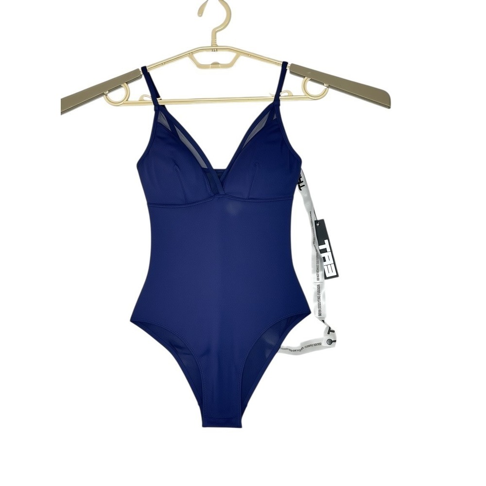 NWT TA3 Swim Mesh One Piece Swimsuit XXS Reg/Long ‎ Shaping Midnight Blue